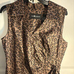 Sag Harbor Womens Top Sleeveless Animal Print Size 12 Side Zip